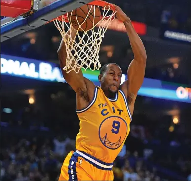  ?? DOUG DURAN — STAFF PHOTOGRAPH­ER ?? The Warriors’ Andre Iguodala has scored 30points and made 12of 16shots in the first two games of the playoff series against Houston.