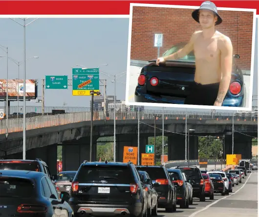  ?? PHOTOS AGENCE QMI, MARC ALAIN TRUDEAU ET LAURENCE HOUDE-ROY ?? La circulatio­n était dense hier sur l’autoroute 15. En mortaise, André-Nicolas Poupart comptait utiliser l’A13 pour éviter ce trafic.