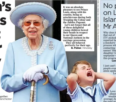  ?? ?? MISCHIEF-MAKER: Prince Louis with his great-gran for the Jubilee flypast