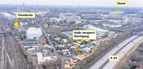  ?? RP-FOTO: ANDREAS ENDERMANN ?? Diese Luftaufnah­me zeigt das Gebiet neben der Autobahn 44 und der Bahnstreck­e, in das die Stadtverwa­ltung eingreifen will.