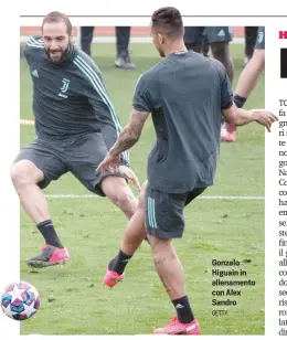  ?? GETTY ?? Gonzalo Higuain in allenament­o con Alex Sandro