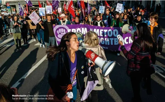  ??  ?? Manifestac­ión a favor del movimiento #Metoo en Bruselas, 24 de noviembre de 2019.