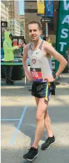  ?? COURTESY OF
GRANT O’CONNOR ?? Grant O’Connor, 26, of West Hartford (shown here after running the 2022 Boston Marathon) is part of the pro men’s field at the Boston Marathon Monday.