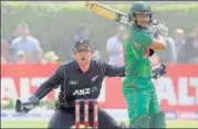  ?? AFP ?? Bangladesh's Sabbir Rahman bats as New Zealand wicketkeep­er Luke Ronchi looks on during their match on Wednesday.