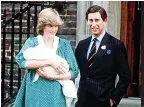  ?? ?? Diana, Princess of Wales with Prince Charles on the steps of the
Lindo Wing at St Mary’s Hospital with their son Prince William, as they leave for Kensington Palace in June 1982