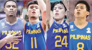  ?? FIBA PHOTOS ?? ■ (From left) Justin Brownlee, Kai Sotto, Dwight Ramos and Scottie Thompson.