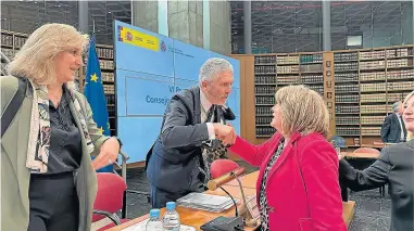  ?? ?? Fernando Grande-Marlaska y Tomasa Hernández ayer, en el Consejo Nacional de Protección Civil.