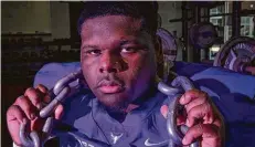  ?? Mark Mulligan / Staff photograph­er ?? All-Greater Houston defensive player of the year Brandon Brown of Morton Ranch had 88 tackles, with nine sacks and five forced fumbles during his senior season.