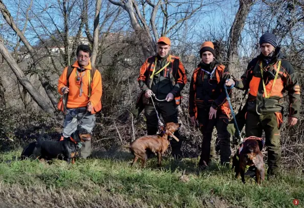  ??  ?? 3.
Il mondo della seguita su cinghiale attrae in modo deciso anche le giovani leve. Sarà possibile fare lo stesso anche per la lepre? In foto Silvano Costa in compagnia di alcuni giovani canettieri in occasione di una cacciata al cinghiale