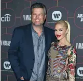  ??  ?? Blake Shelton and Gwen Stefani attend the Warner Music Group Pre-Grammy Party at Hollywood Athletic Club on Jan 23, 2020 in Hollywood, California.