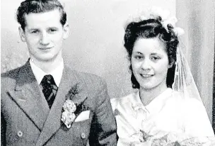  ??  ?? LOVE’S YOUNG DREAM Tommy and Madeleine are all smiles on their wedding day in 1947