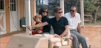  ??  ?? ABOVE: President John F. Kennedy, first lady Jackie Kennedy, John F. Kennedy Jr. and family friend Kirk LeMoyne ‘Lem’ Billings sit on a golf cart at ‘Wexford’ in Virginia in 1963.