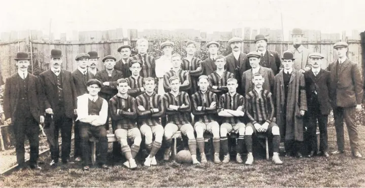  ??  ?? The Sedgley Rovers side of 1898 with many characters taking their place in this photo shoot