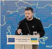  ?? ROMAN PILIPEY GETTY IMAGES ?? Ukrainian President Volodymyr Zelenskyy said Ukraine’s goal “is to start negotiatio­ns this year” to join the EU. But the process will likely take years and require the adoption of far-reaching reforms, including a clampdown on endemic corruption.