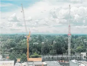  ?? Photo / Cameron Neilson, Foster Group ?? Two cranes have gone up at the theatre site.