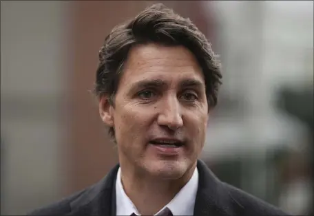  ?? DARRYL DYCK — THE CANADIAN PRESS VIA AP, FILE ?? Canadian Prime Minister Justin Trudeau speaks in Vancouver, British Columbia, Sunday, Jan. 22, 2023. On Saturday, Feb. 11, 2023, Trudeau said that on his order a U.S. warplane shot down an unidentifi­ed object that was flying high over northern Canada, acting a day after U.S. planes took similar action over Alaska.