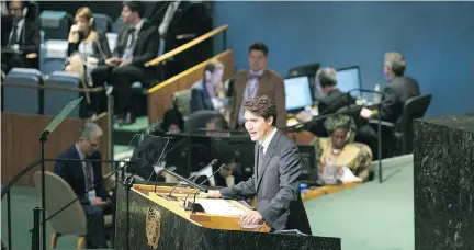  ?? KEVIN HAGEN/GETTY IMAGES ?? Prime Minister Justin Trudeau delivered a stellar performanc­e but failed to address the world’s crises, says Terry Glavin.