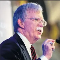  ?? AP PHOTO ?? National Security Adviser John Bolton speaks at a Federalist Society luncheon at the Mayflower Hotel Monday in Washington.