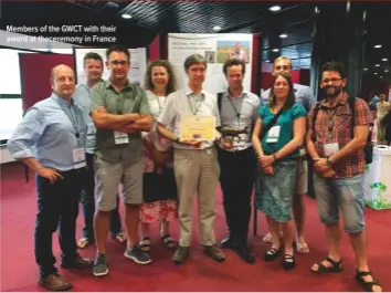  ??  ?? Members of the GWCT with their award at theceremon­y in France