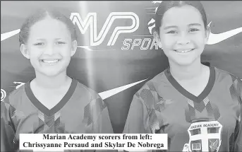  ?? ?? Marian Academy scorers from left: Chrissyann­e Persaud and Skylar De Nobrega