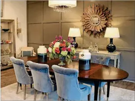  ?? CONTRIBUTE­D BY NANDINA ?? Vignettes like this dining room in Nandina help shoppers visualize how furniture, fabric, lighting and carefully placed accessorie­s work together.