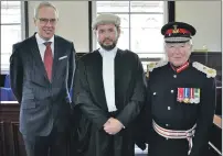  ??  ?? From left to right: Sheriff Principal Duncan Murray, Sheriff Patrick Hughes and Lord Lieutenant of Argyll and Bute Patrick Stewart.