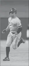  ?? TONY GUTIERREZ/AP ?? The Yankees’ Brett Gardner sprints to third during a game against the Rangers on Sept. 27 in Arlington, Texas.