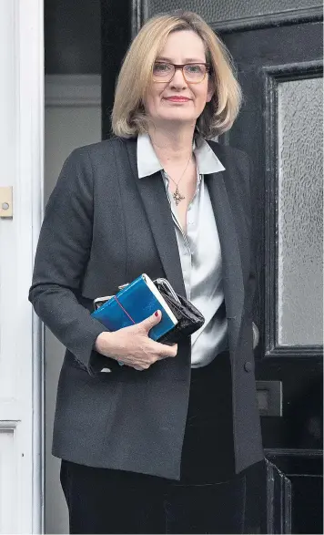  ??  ?? Amber Rudd, pictured yesterday, says the public should trust Theresa May’s government to take the country in the right direction