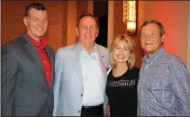  ??  ?? Sean Rochelle, from left, Jimmie McKissick and Susan and UA Trustee Morril Harriman visit at the Southwest Classic reception in Dallas.