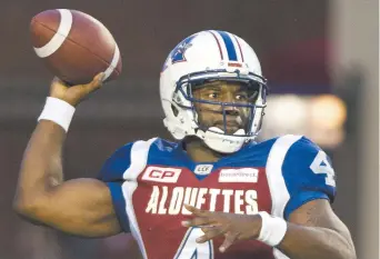  ??  ?? Le quart-arrière des Alouettes de Montréal, Darian Durant. - Archives