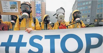  ?? Picture: HOSLET/EPA/REX/ Shuttersto­ck. ?? Greenpeace activists in Brussels protest against the use of glyphosate.