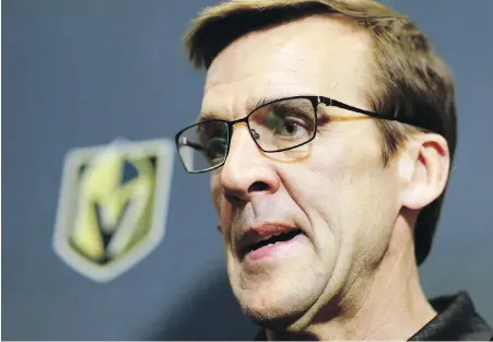  ??  ?? Golden Knights general manager George McPhee plans to submit his expansion draft team tonight.