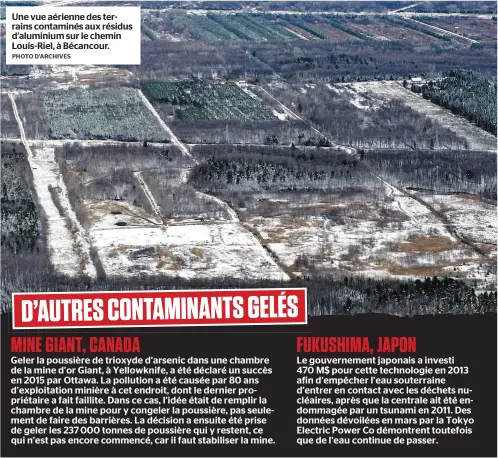  ?? PHOTO D’ARCHIVES ?? Une vue aérienne des terrains contaminés aux résidus d’aluminium sur le chemin Louis-Riel, à Bécancour.