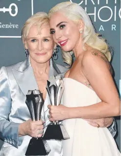  ??  ?? DEAD HEAT: Glenn Close and Lady Gaga shared the best actress award.