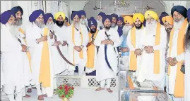  ?? HT PHOTO ?? ■
Akal Takht acting jathedar Giani Harpreet Singh and SGPC president Gobind Singh Longowal with others on the foundation day of Akal Takht in Amritsar on Wednesday.