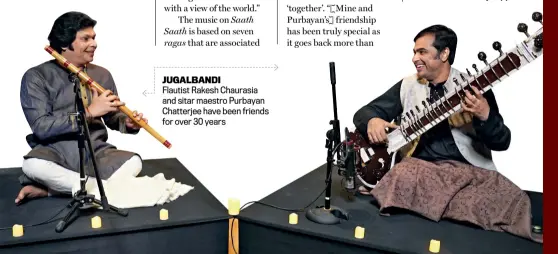 ?? ?? JUGALBANDI
Flautist Rakesh Chaurasia and sitar maestro Purbayan Chatterjee have been friends for over 30 years