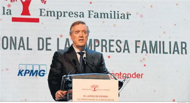  ?? RAFA MARTÍN / IEF ?? Andrés Sendagorta, presidente del IEF, durante su discurso de clausura del 25º Congreso Nacional de la Empresa Familiar.