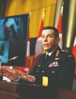  ?? JUSTIN TANG / THE CANADIAN PRESS ?? Maj.-gen. Dany Fortin said Canada received 82 per cent of its expected shipment of 208,000 doses this week, but would receive no deliveries next week.