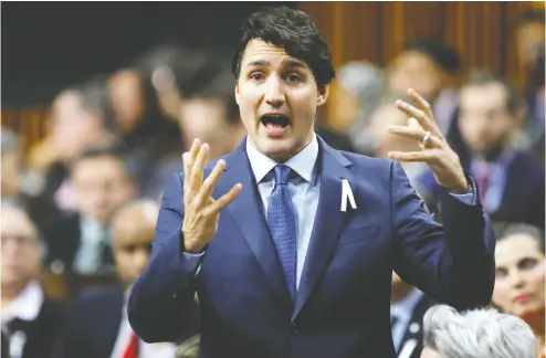  ?? Blair Gable / REUTERS ?? Prime Minister Justin Trudeau speaks on Friday in debate about the throne speech. Although he’s been quiet since being re- elected to a minority government, that has now changed, Andrew Macdougall writes.