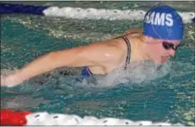  ?? GREGG SLABODA — TRENTONIAN PHOTO ?? Hightstown’s Rachel Warner swims the butterfly leg in the 200 IM against Nottingham.