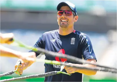  ?? Picture: PA. ?? Alastair Cook warms up for a nets session at the WACA yesterday.