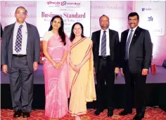  ??  ?? From left: Former RBI deputy governor K C Chakrabart­y, ICICI Bank MD & CEO Chanda Kochhar, Standard Chartered Bank India CEO Zarin Daruwala, SBI Chairman Rajnish Kumar, and Union Bank of India MD & CEO Rajkiran Rai G at the Business Standard Banking...