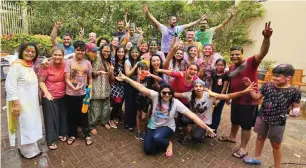  ?? — SUPPLIED PHOTOS ?? (Right) Greens resident Archana Vineet celebrates the festival of colours with other families from her apartment complex in their lawn area.