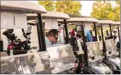  ?? COURTESY OF MAGDALENE HOPE ?? Golf carts stand at the ready for Magdalene Hope’s “Tee Off For Hope” golf tournament in 2019. This year’s event will be held May 10 at Stockdale Country Club.