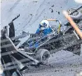  ??  ?? The horrifying moment Ron crashed at 145mph.