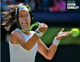  ?? PICTURE: KEVIN QUIGLEY ?? In the frame: Konta unleashes one of her powerful forehands