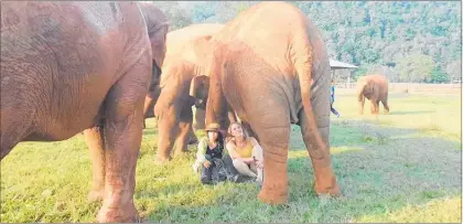  ??  ?? Taupo¯ yin yoga teacher Emma Scott (right) pictured with Elephant Nature Park founder Lek Chailert during a recent volunteeri­ng mission to the park in Chiang Mai, Thailand.