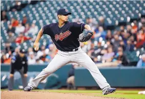  ?? PATRICK SEMANSKY/ ASSOCIATED PRESS ?? Cleveland’s Carlos Carrasco allowed one run and struck out seven to lead the Indians to a win over the Orioles Monday in Baltimore.