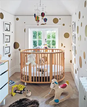  ??  ?? Awoken: an Irene Gunter nursery; Lola rattan crib, below, by Bermbach Handcrafte­d, £672, Smallable (smallable.com)