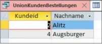  ??  ?? Tipp 5: So könnte das Ergebnis einer UnionAbfra­ge mit zwei Spalten aussehen.